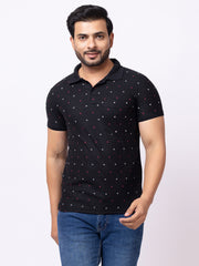 Mens Collar Dotted Tshirt 2543