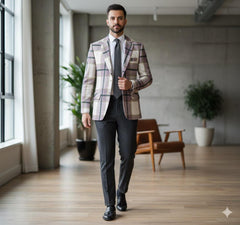 Men Denim White Blazer