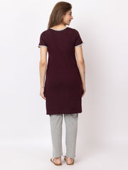 Women Summer Night Suit WN101 Wine