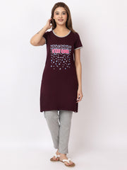 Women Summer Night Suit WN101 Wine