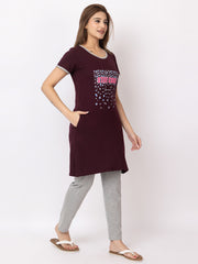 Women Summer Night Suit WN101 Wine