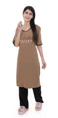 Women Summer Night Suit WN112 Dark Camel