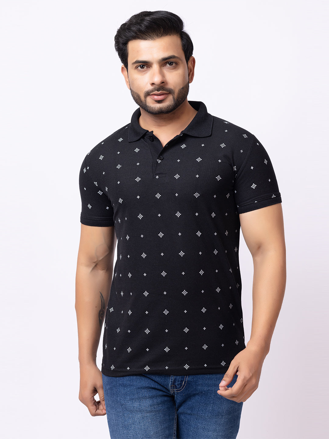 Mens Collar Dotted Tshirt 2542
