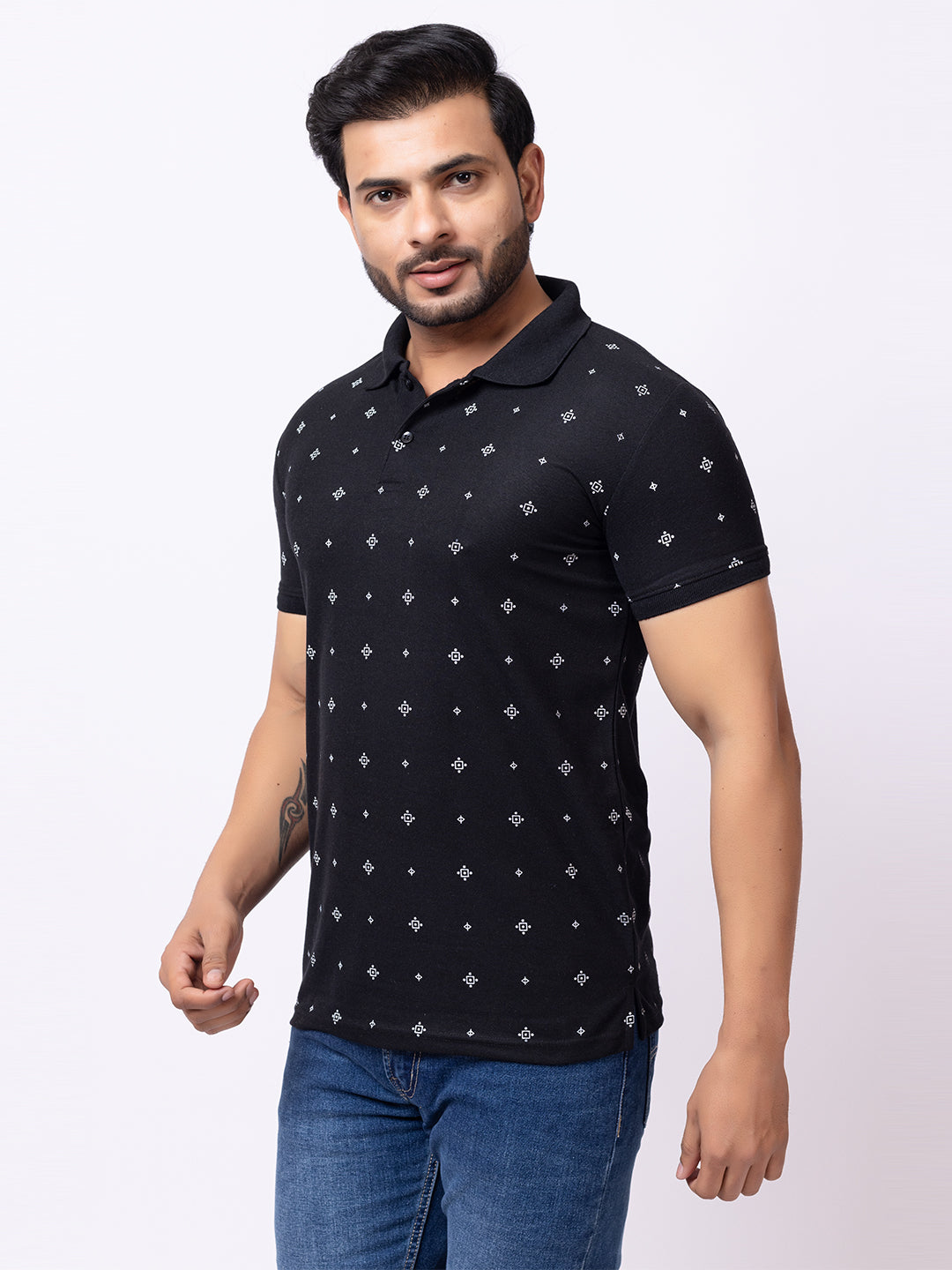 Mens Collar Dotted Tshirt 2542