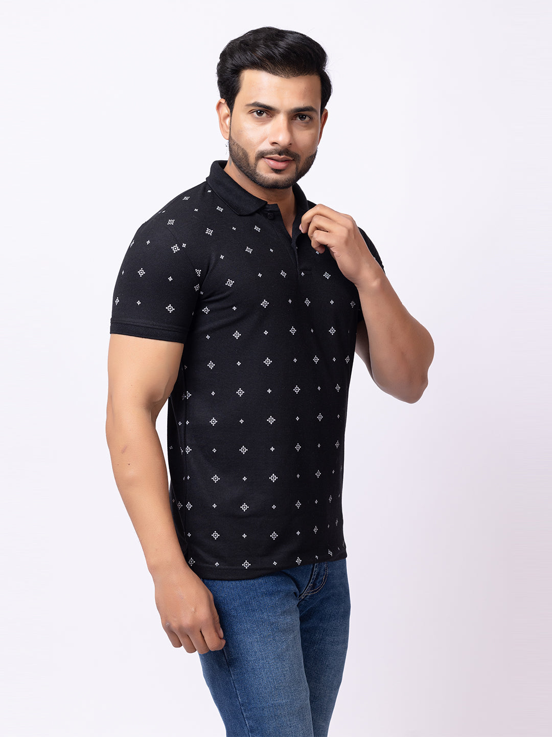 Mens Collar Dotted Tshirt 2542