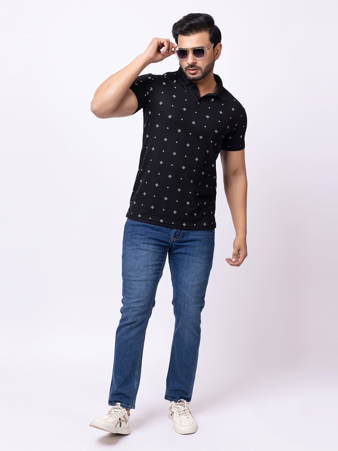 Mens Collar Dotted Tshirt 2542