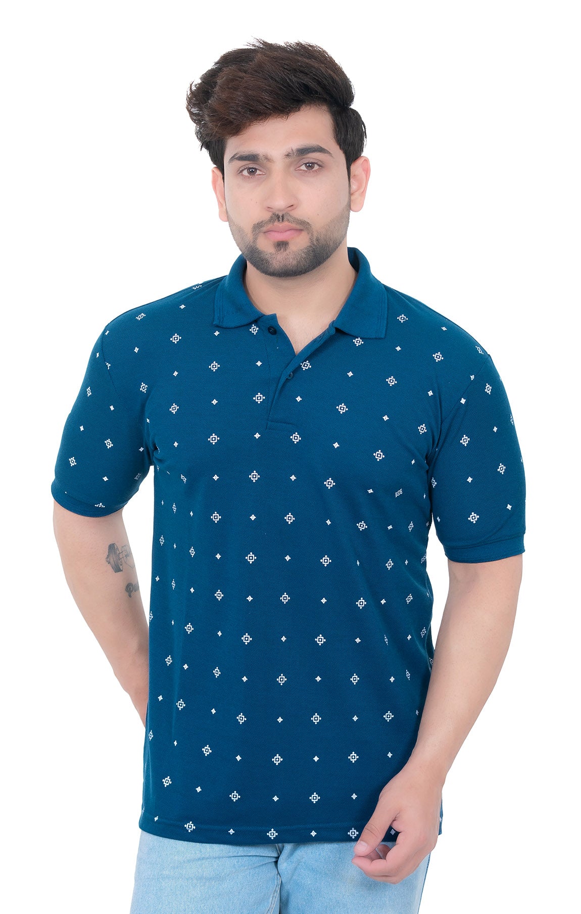 Mens Collar Dotted Tshirt 2542