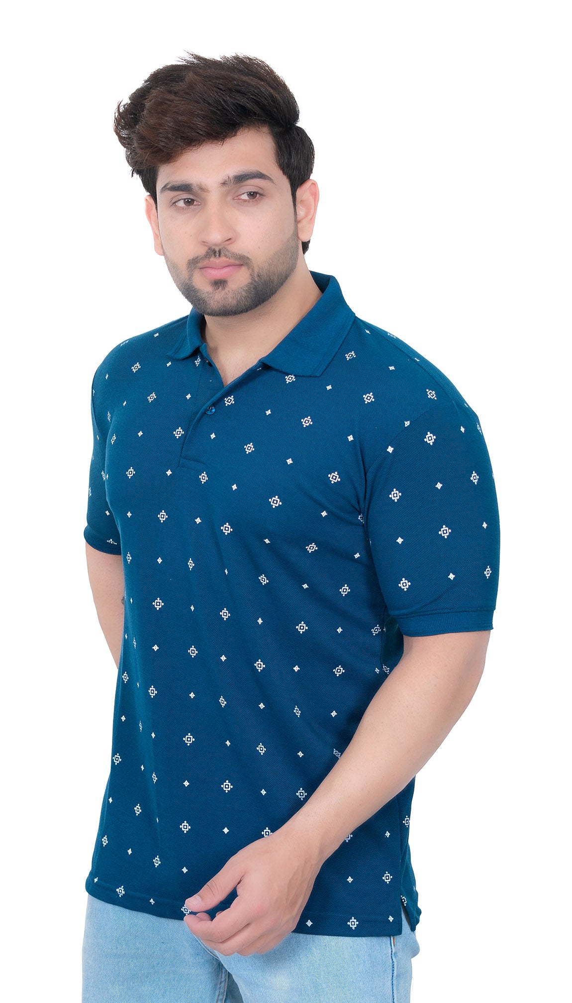 Mens Collar Dotted Tshirt 2542