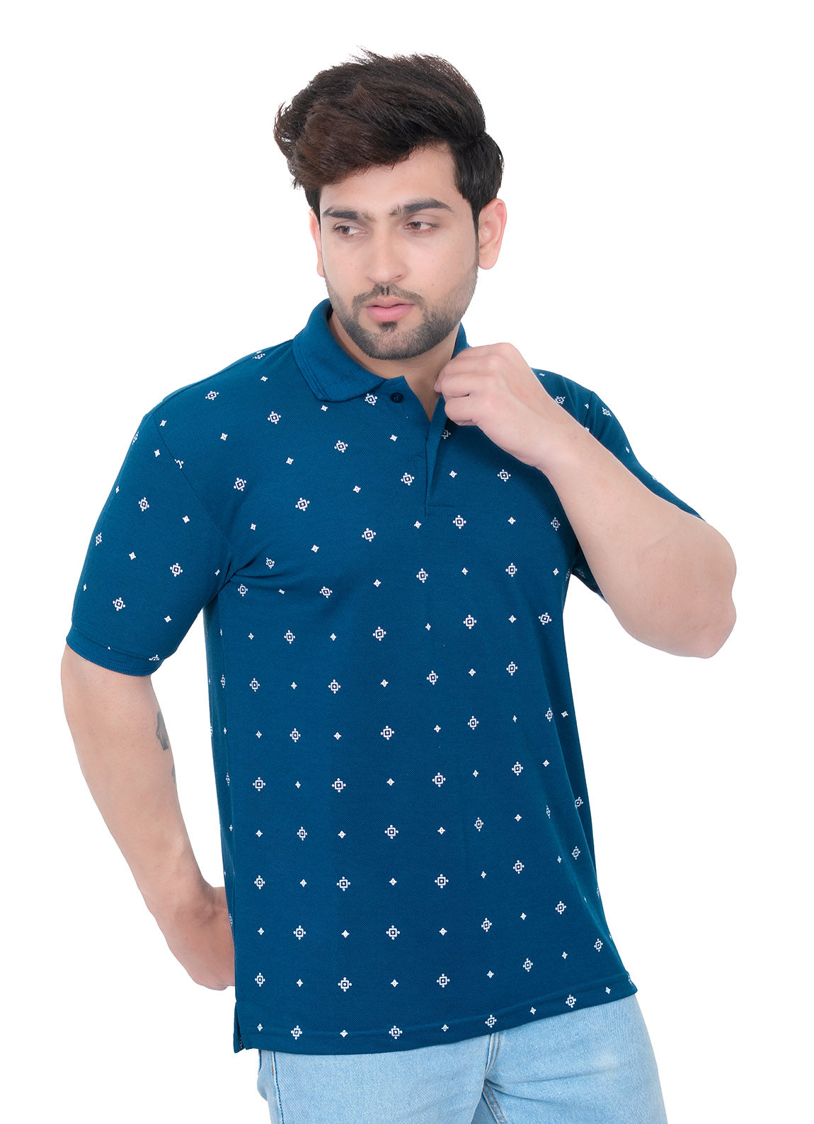 Mens Collar Dotted Tshirt 2542