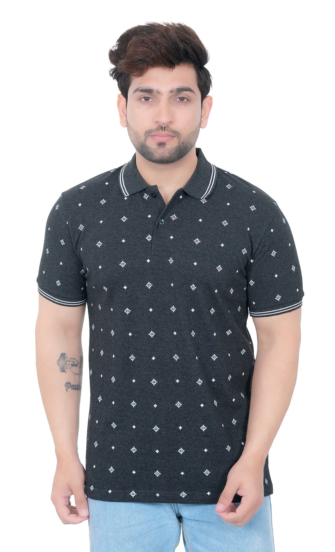 Mens Collar Dotted Tshirt 2542