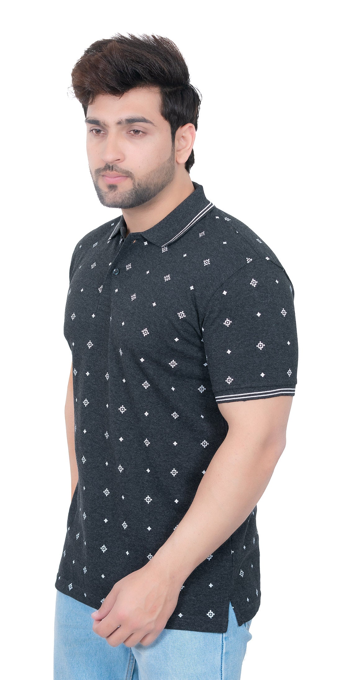 Mens Collar Dotted Tshirt 2542