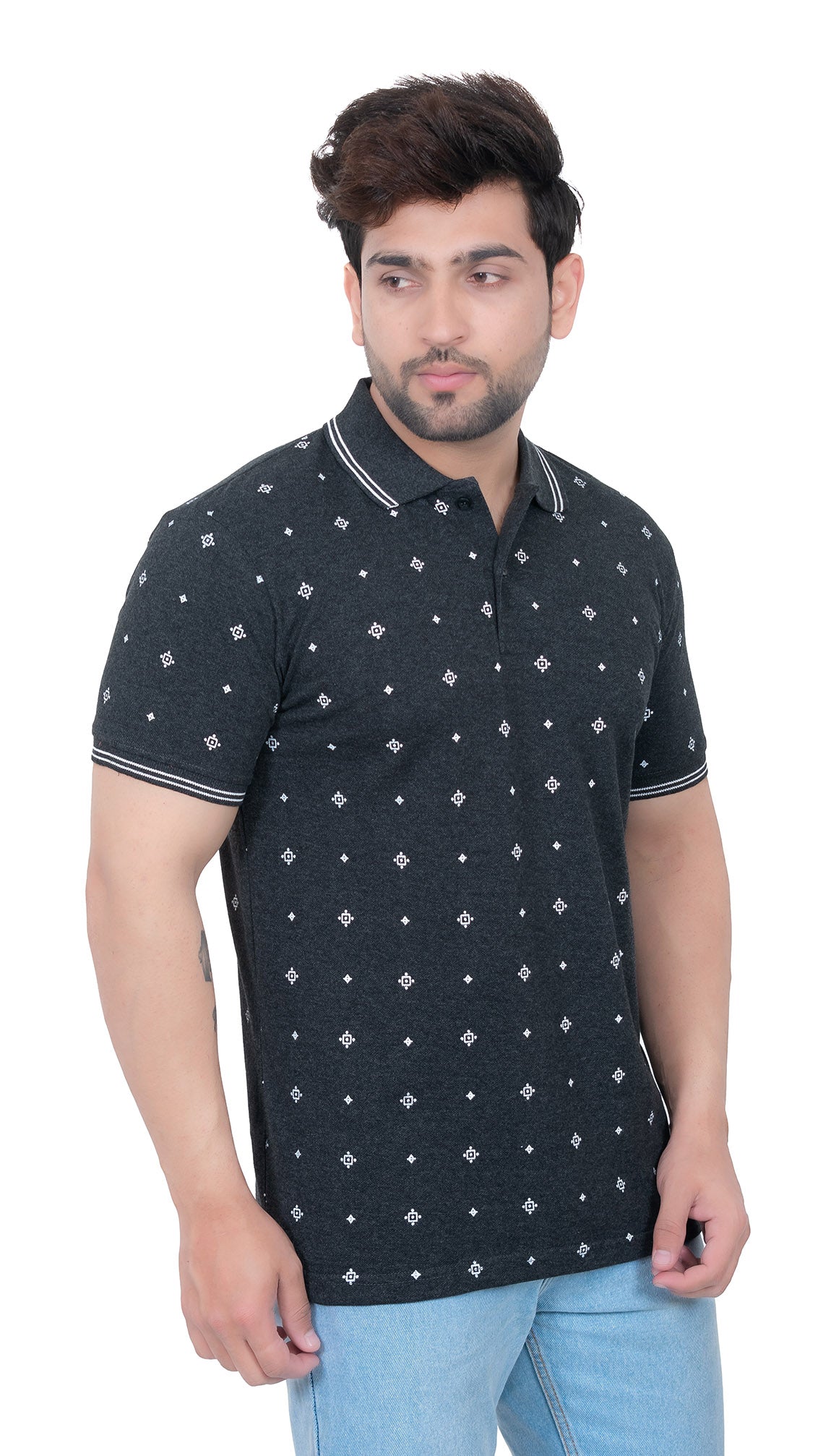 Mens Collar Dotted Tshirt 2542
