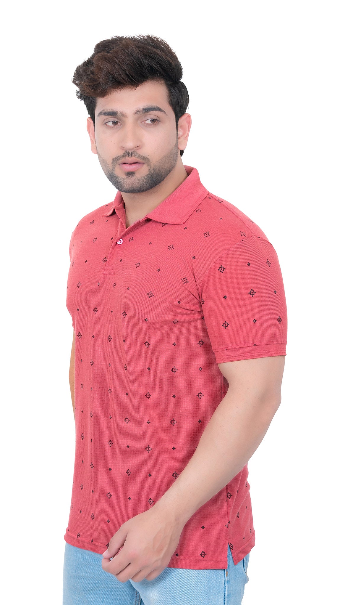 Mens Collar Dotted Tshirt 2542