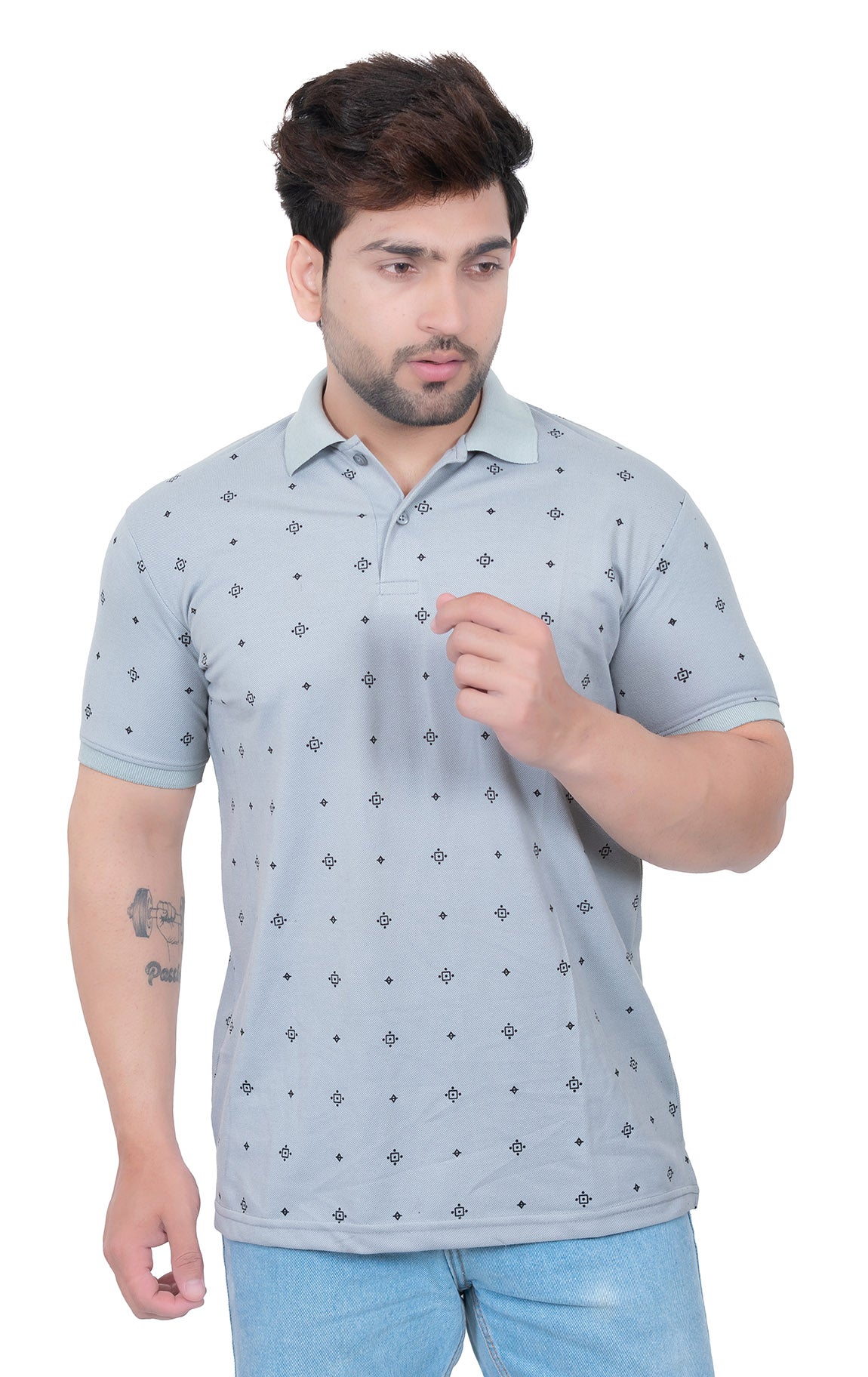 Mens Collar Dotted Tshirt 2542