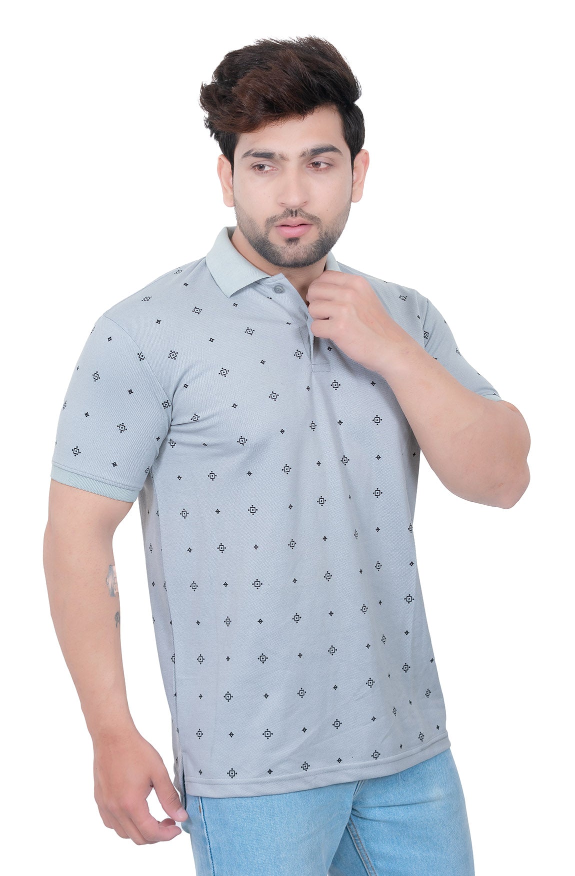 Mens Collar Dotted Tshirt 2542