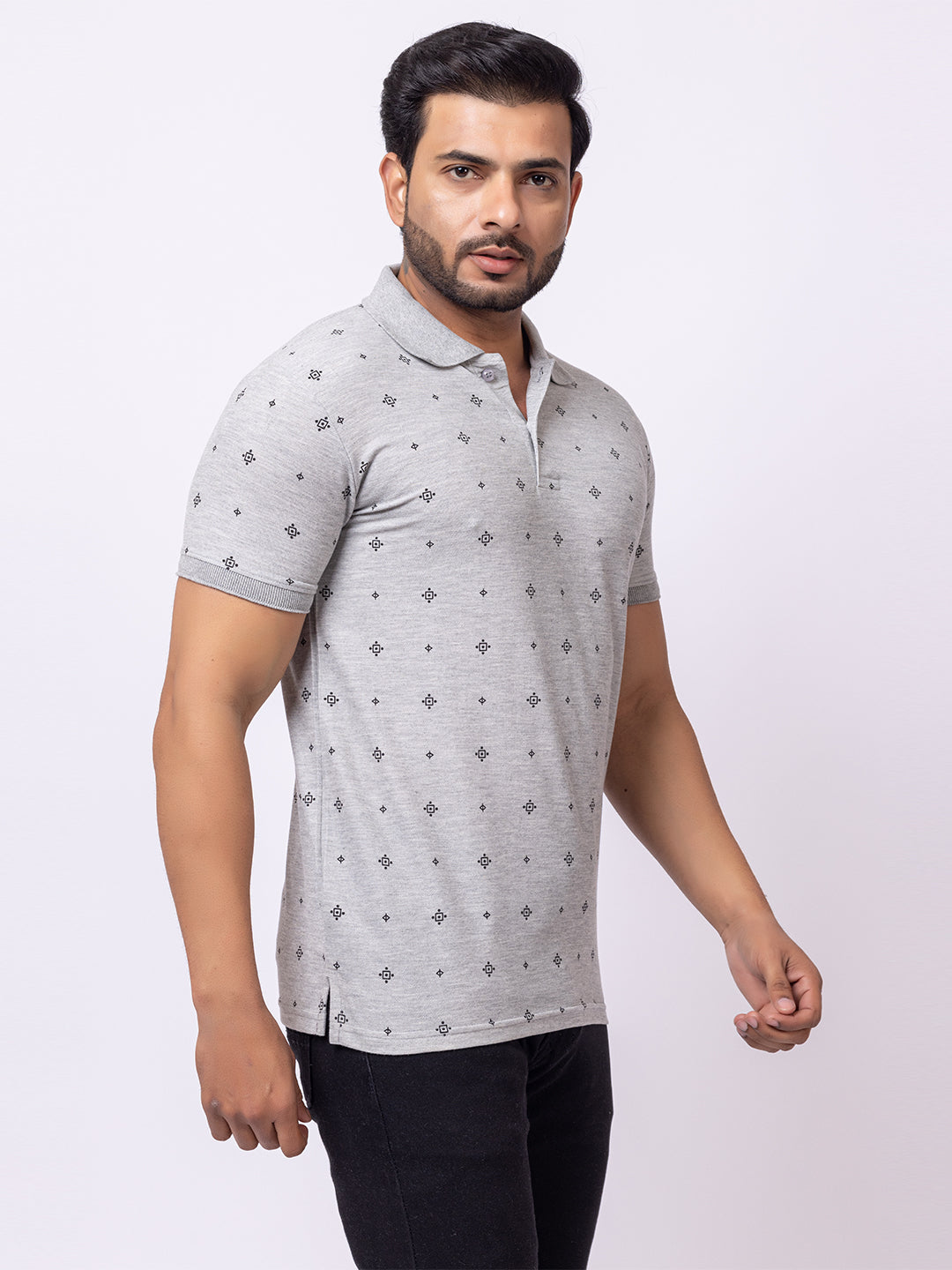 Mens Collar Dotted Tshirt 2542