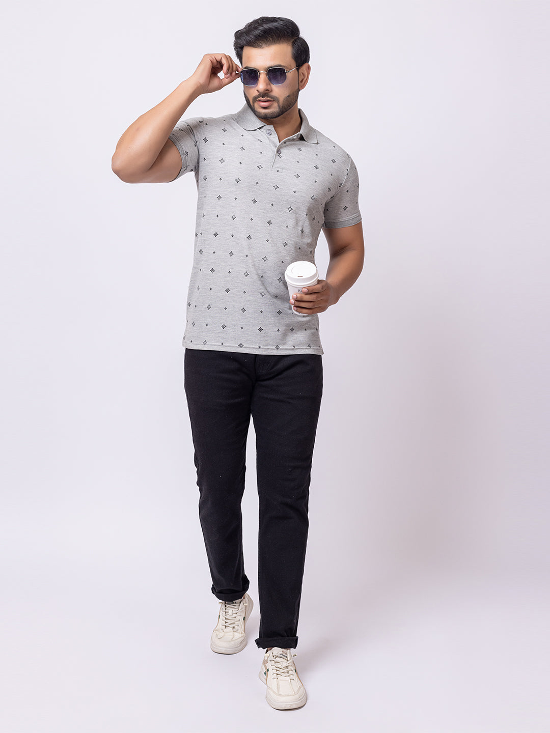 Mens Collar Dotted Tshirt 2542