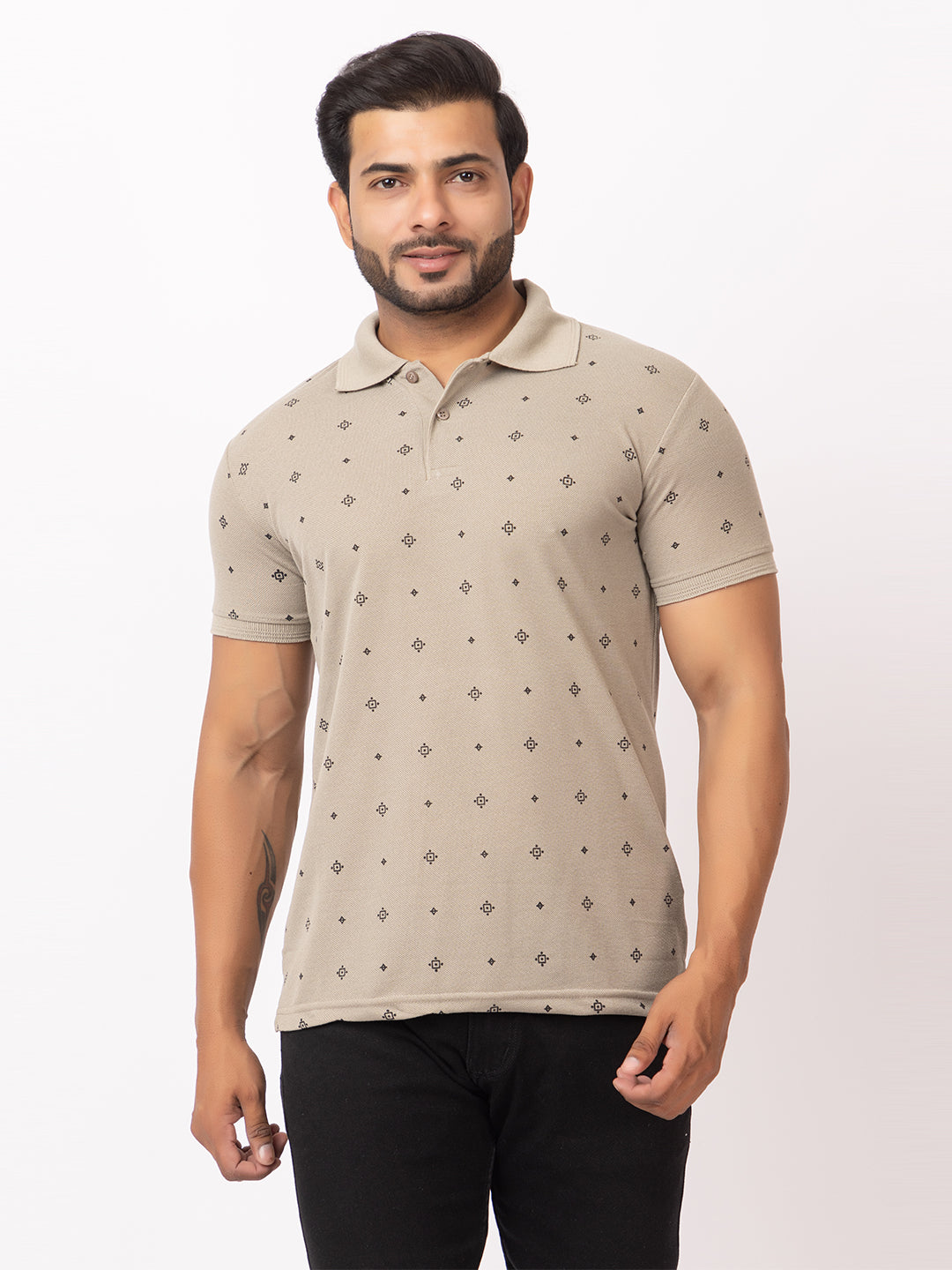 Mens Collar Dotted Tshirt 2542
