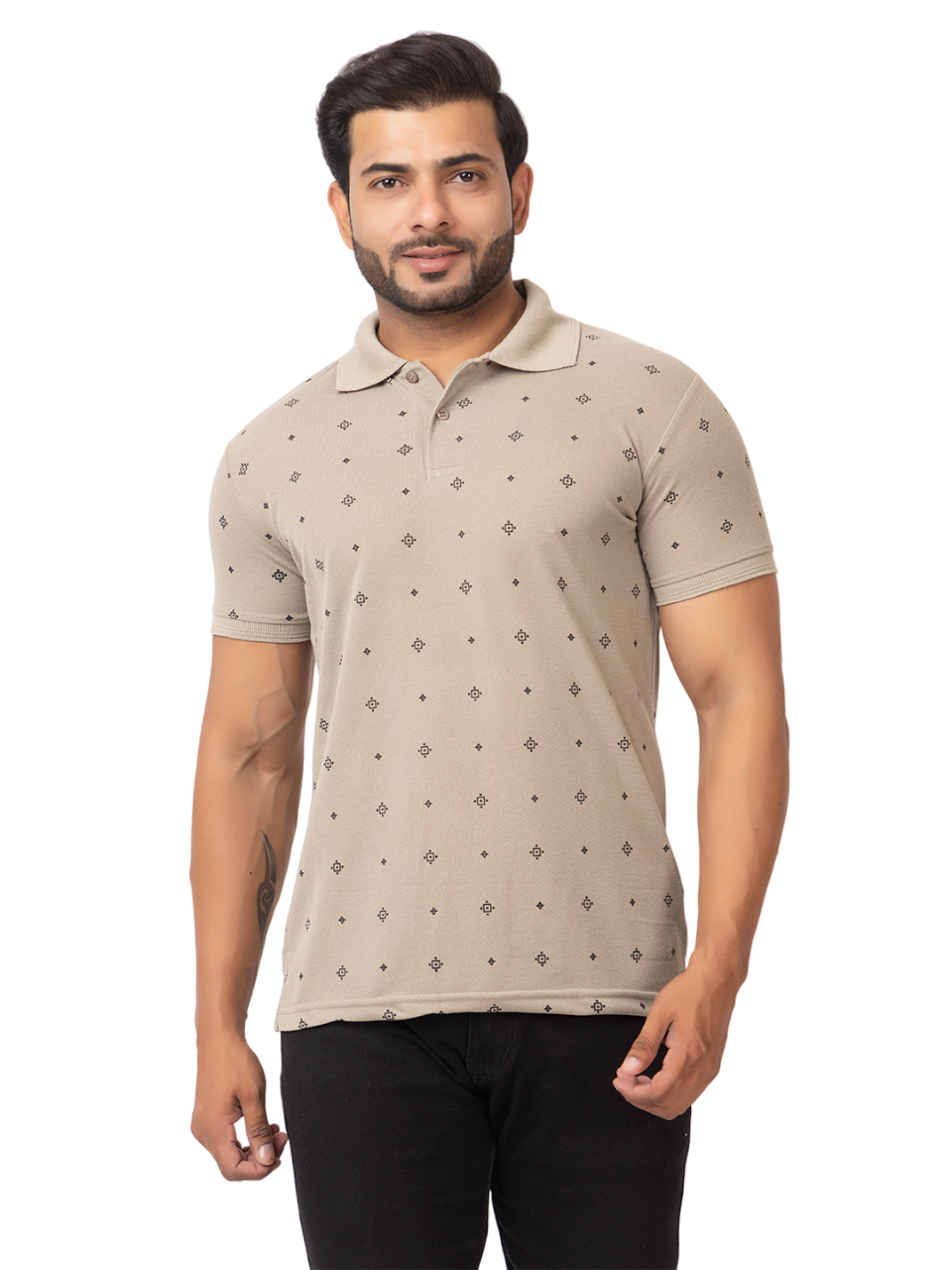 Mens Collar Dotted Tshirt 2542