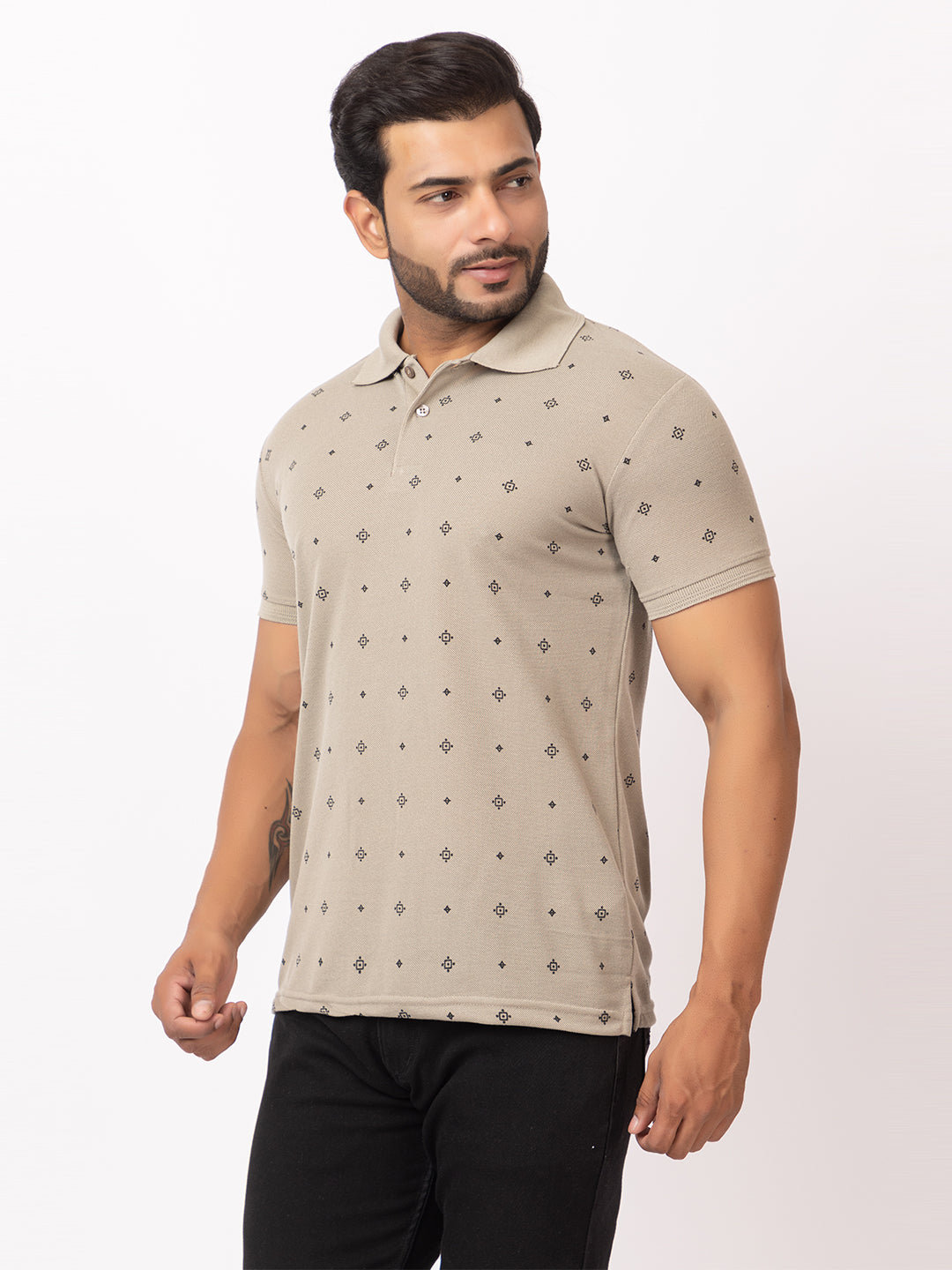 Mens Collar Dotted Tshirt 2542