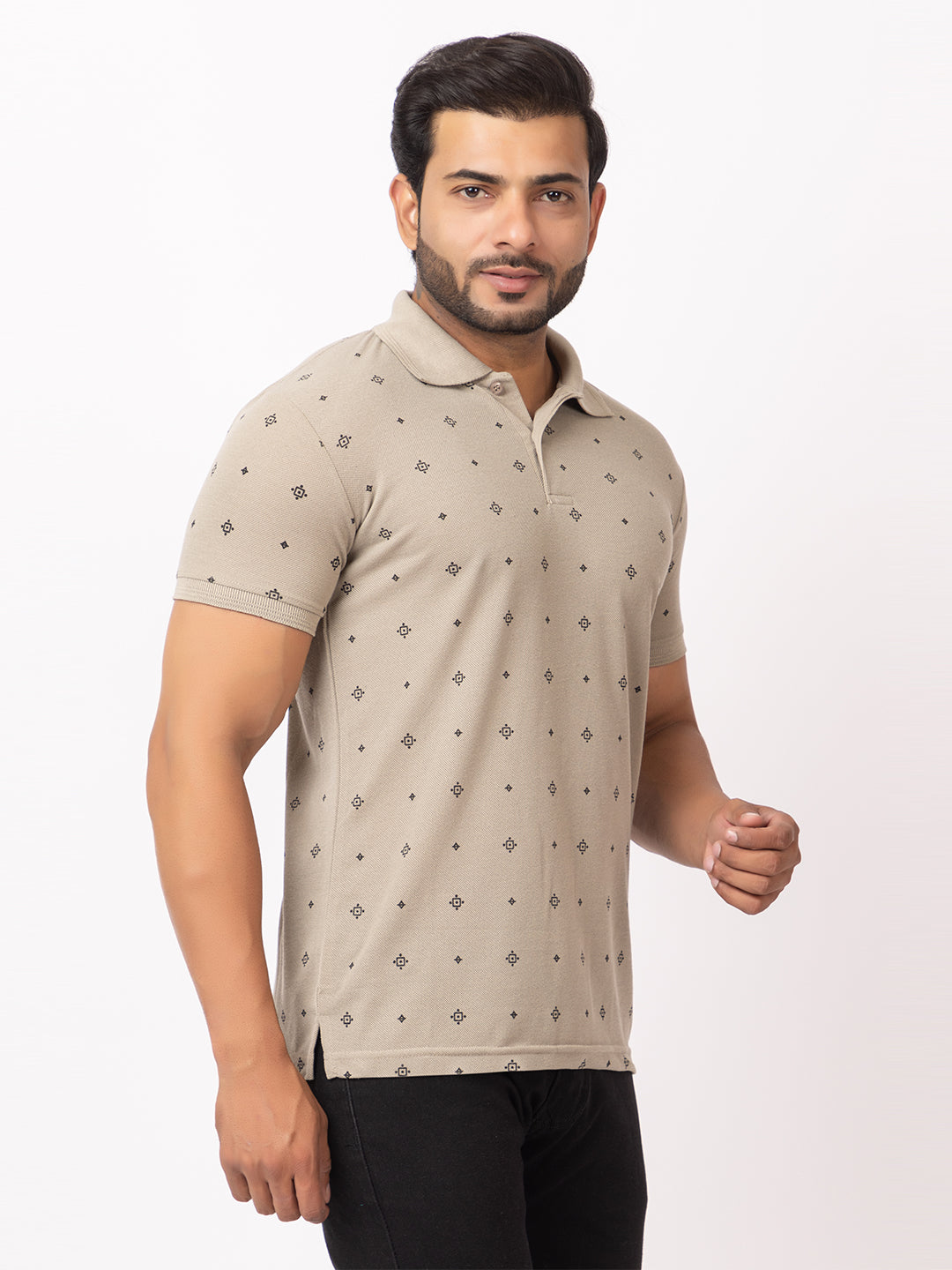 Mens Collar Dotted Tshirt 2542