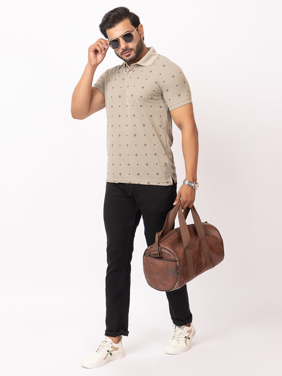 Mens Collar Dotted Tshirt 2542