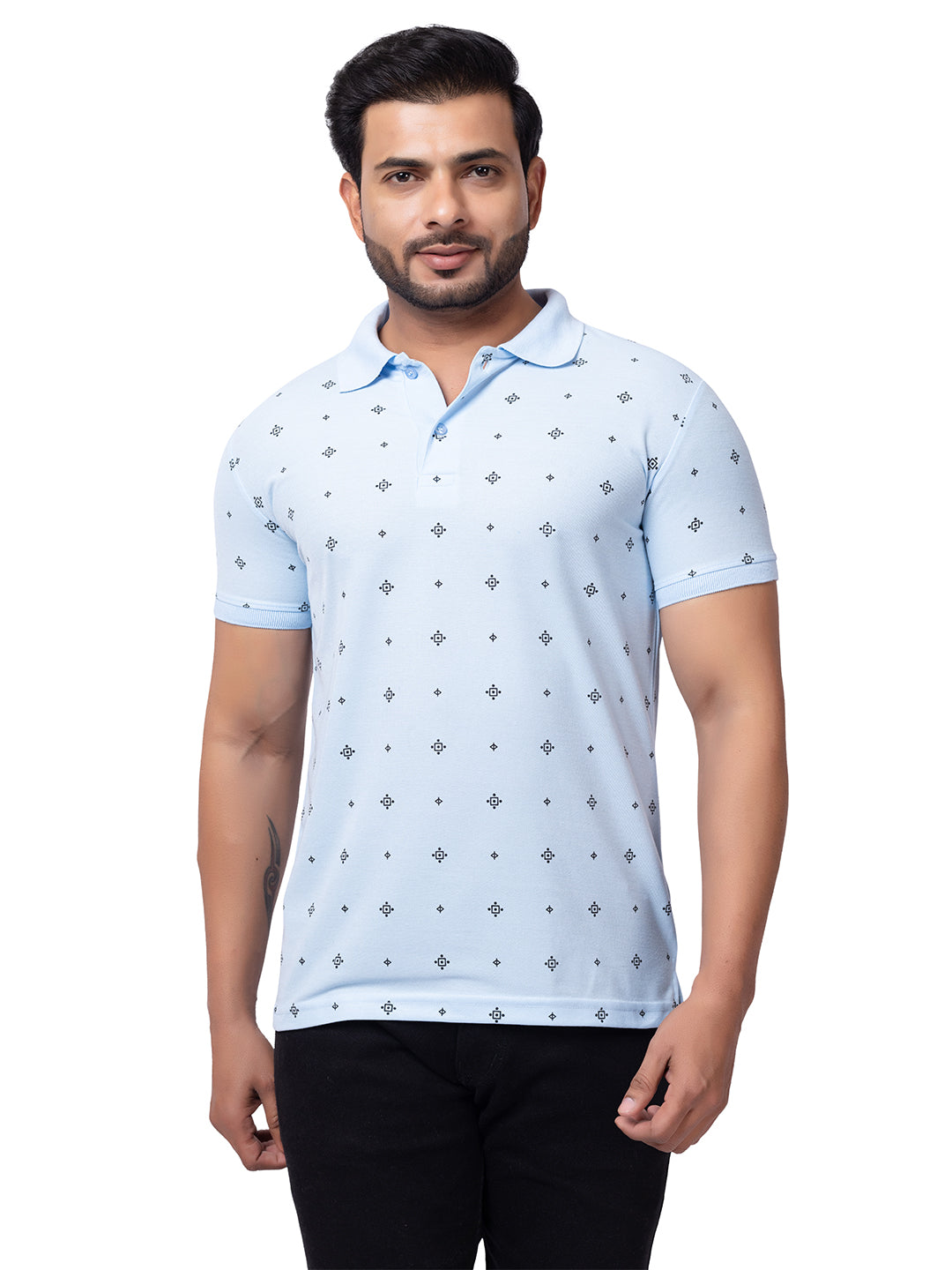 Mens Collar Dotted Tshirt 2542