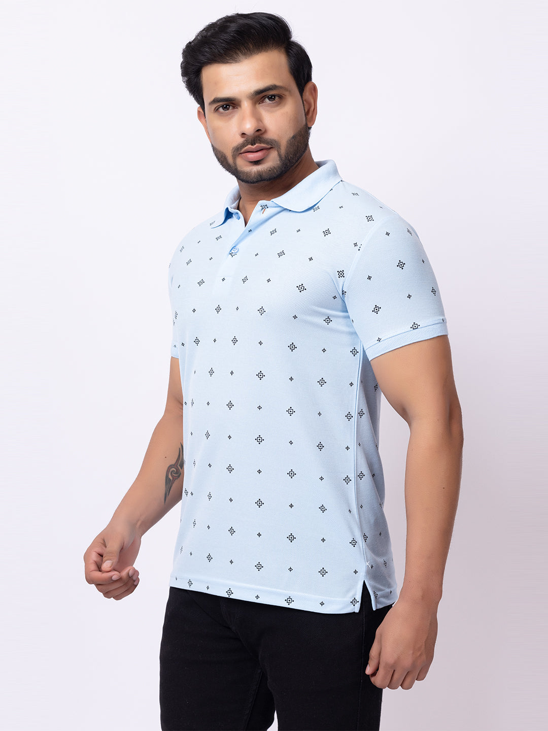 Mens Collar Dotted Tshirt 2542