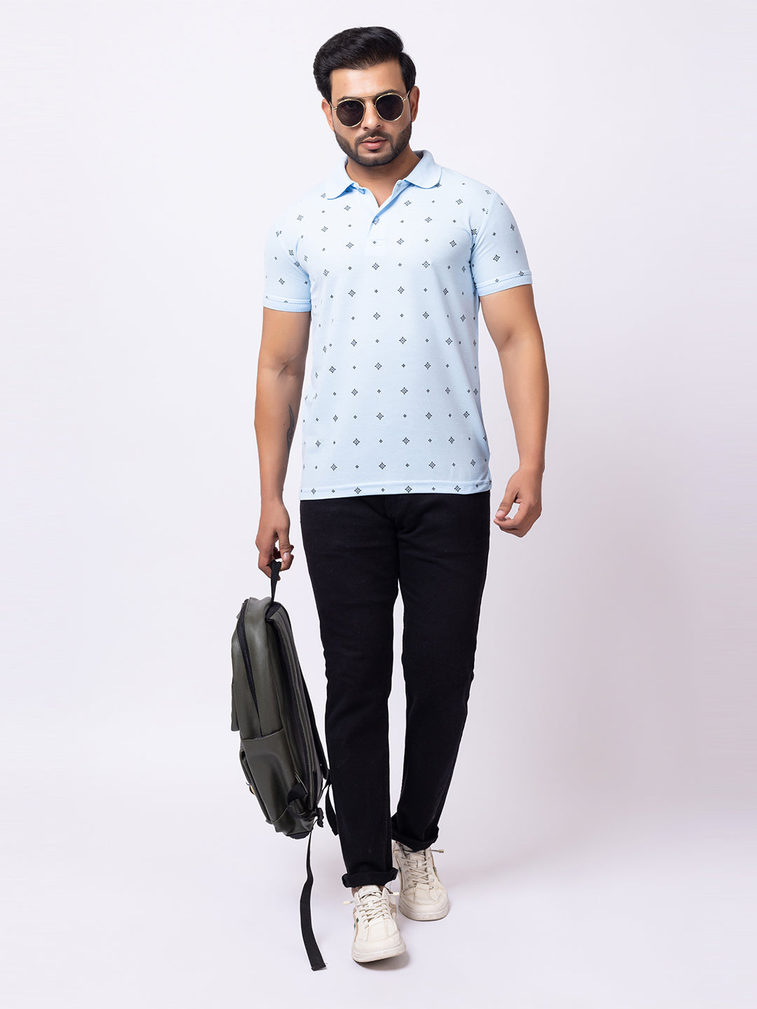 Mens Collar Dotted Tshirt 2542