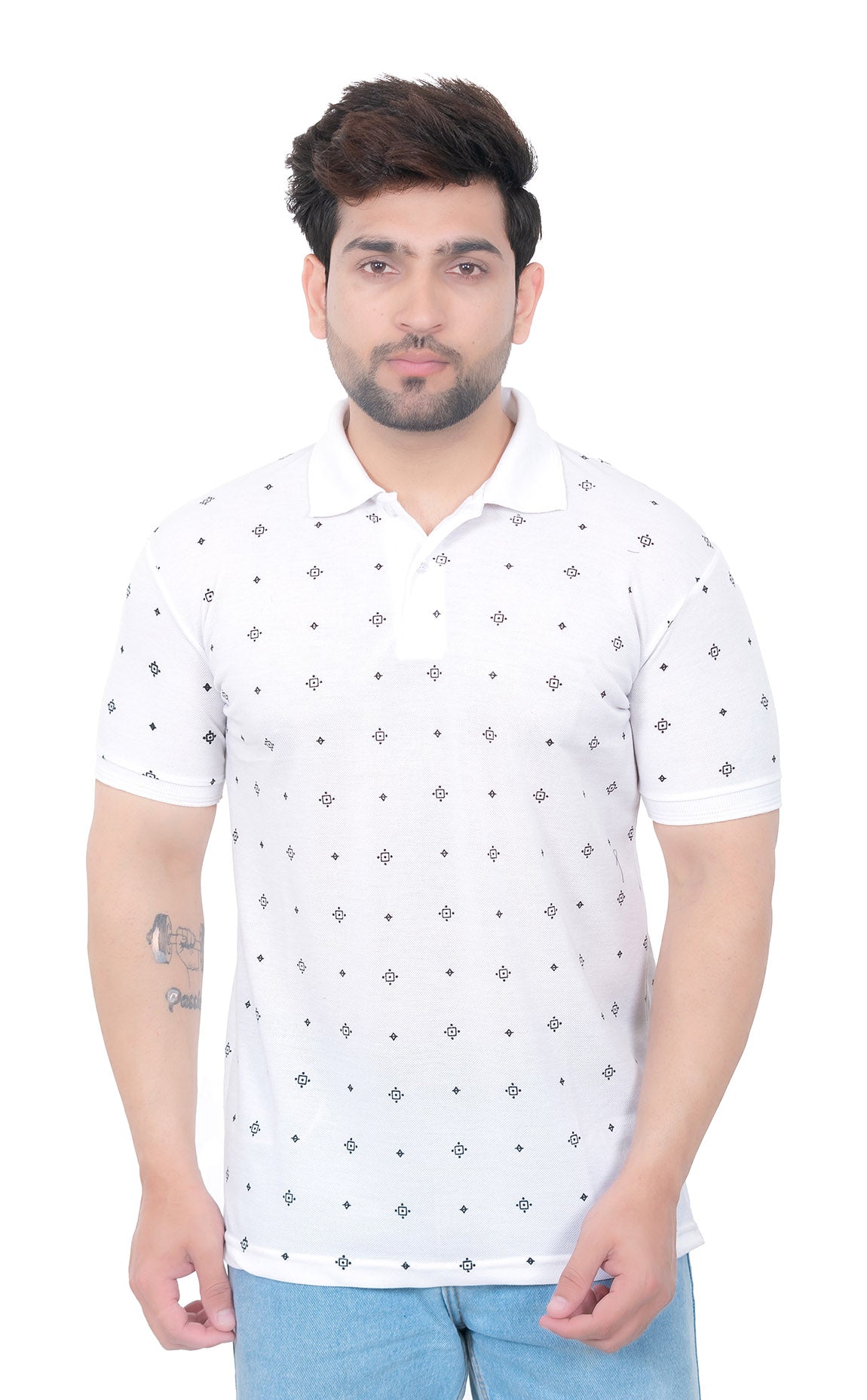 Mens Collar Dotted Tshirt 2542