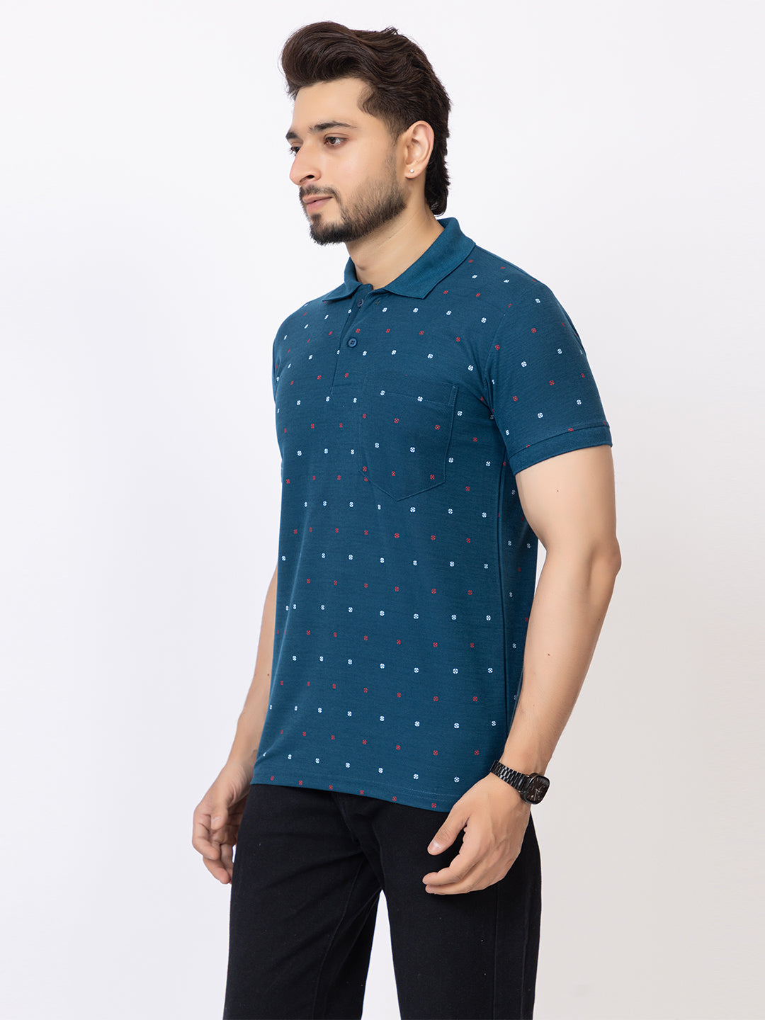 Mens Collar Dotted Tshirt 2543