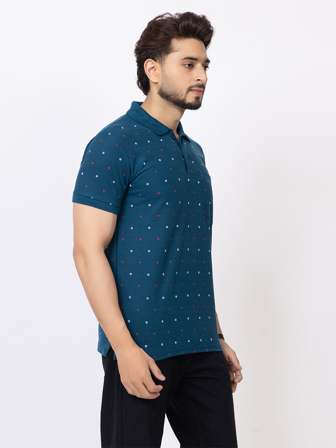 Mens Collar Dotted Tshirt 2543