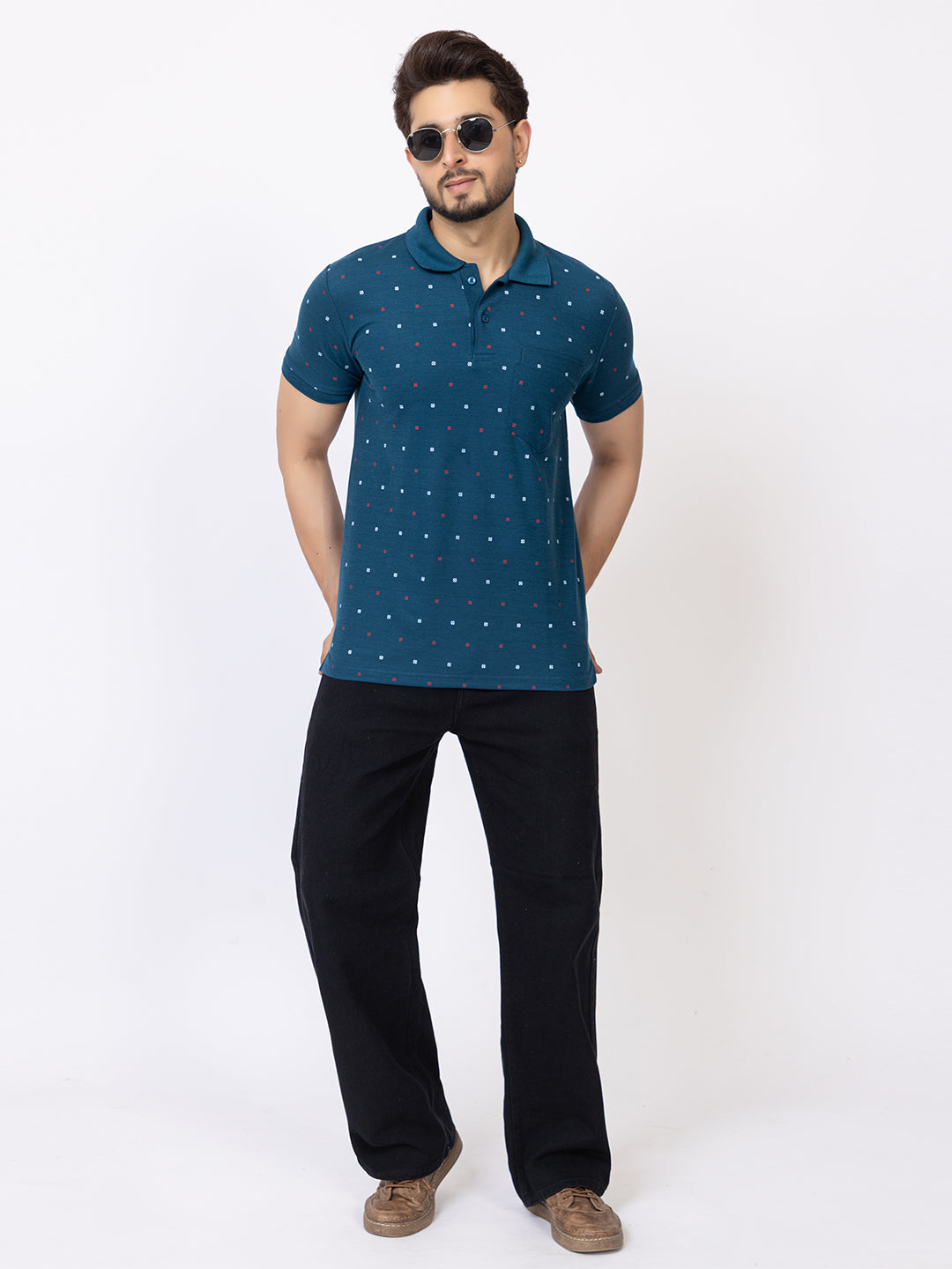 Mens Collar Dotted Tshirt 2543