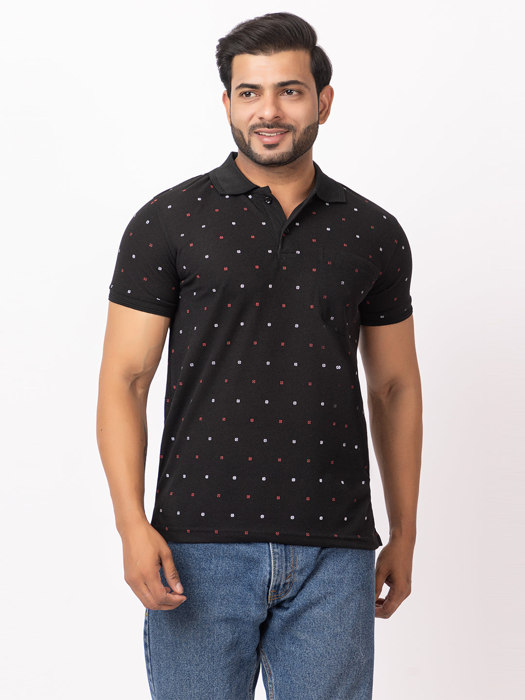 Mens Collar Dotted Tshirt 2543