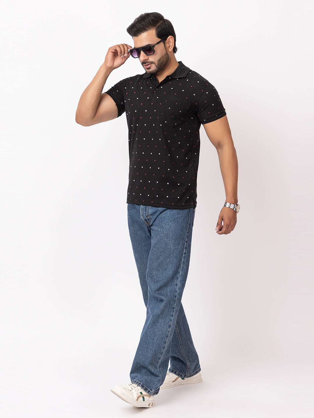Mens Collar Dotted Tshirt 2543