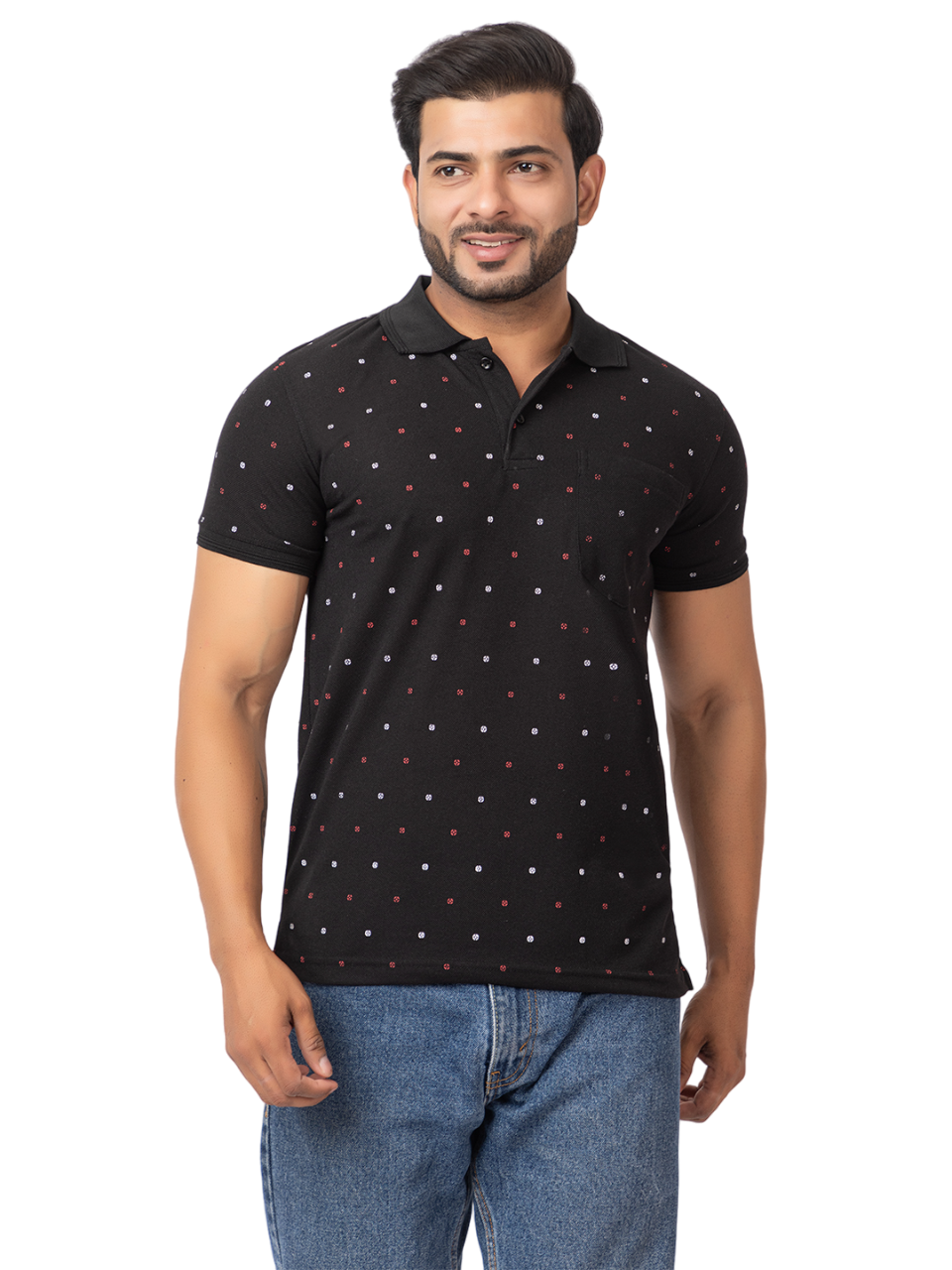 Mens Collar Dotted Tshirt 2543