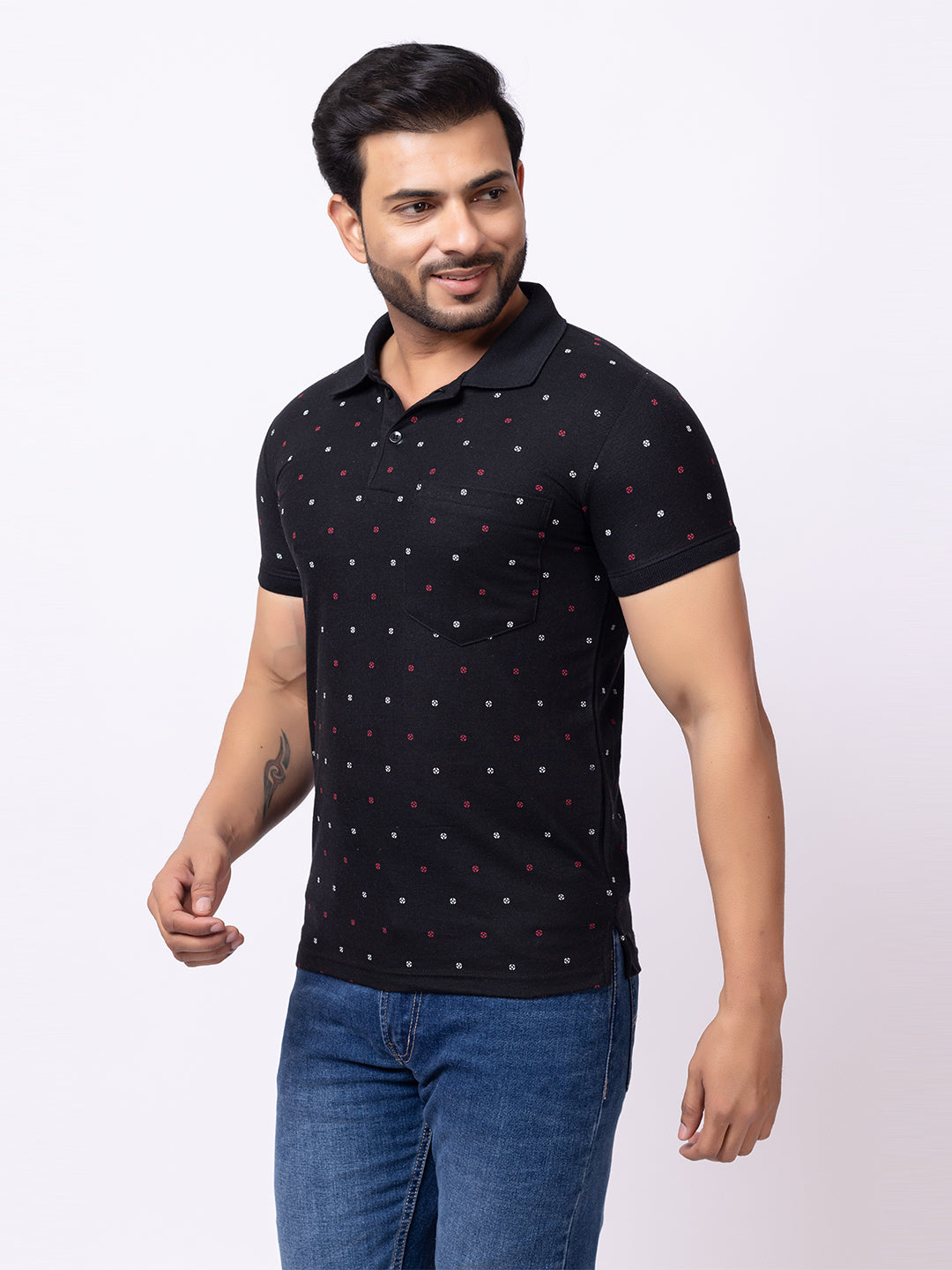 Mens Collar Dotted Tshirt 2543
