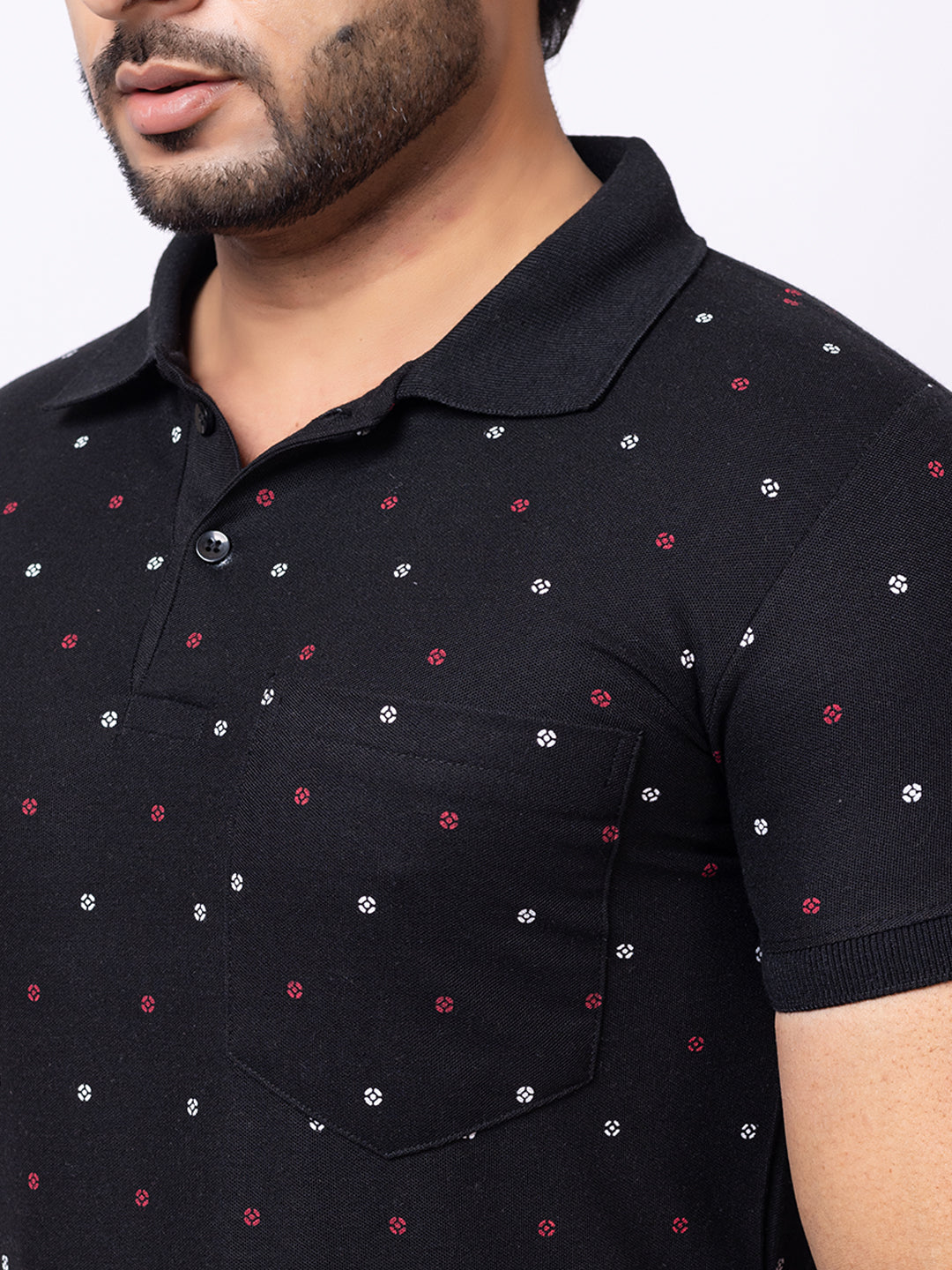 Mens Collar Dotted Tshirt 2543