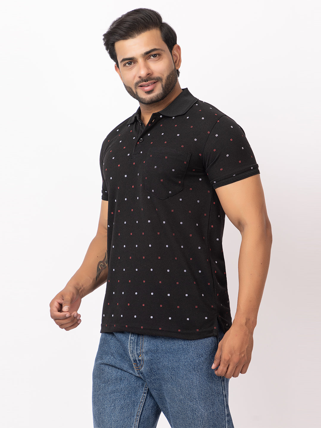 Mens Collar Dotted Tshirt 2543
