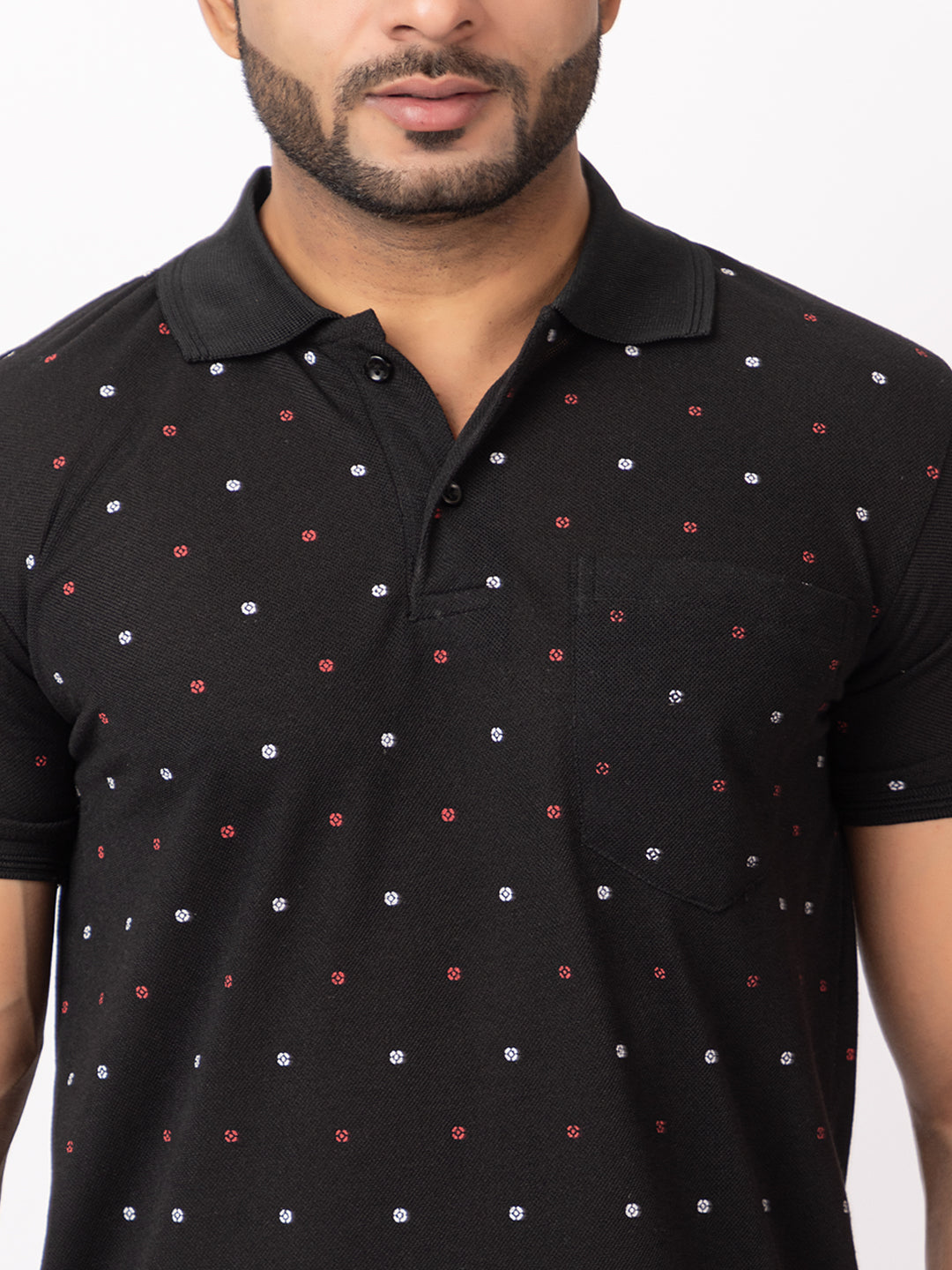 Mens Collar Dotted Tshirt 2543