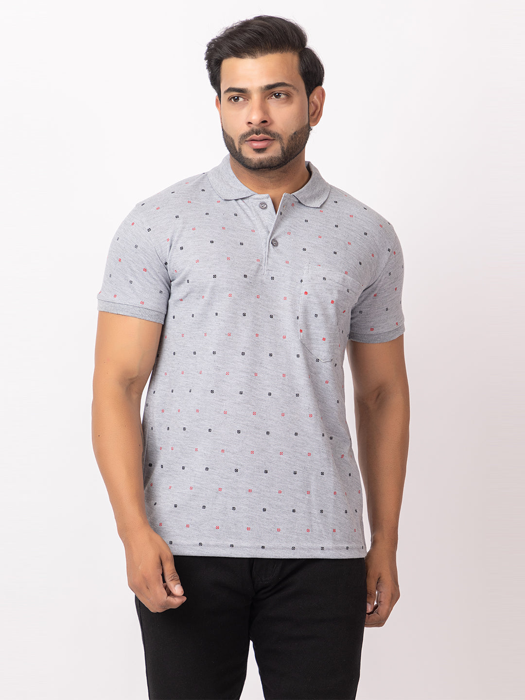 Mens Collar Dotted Tshirt 2543