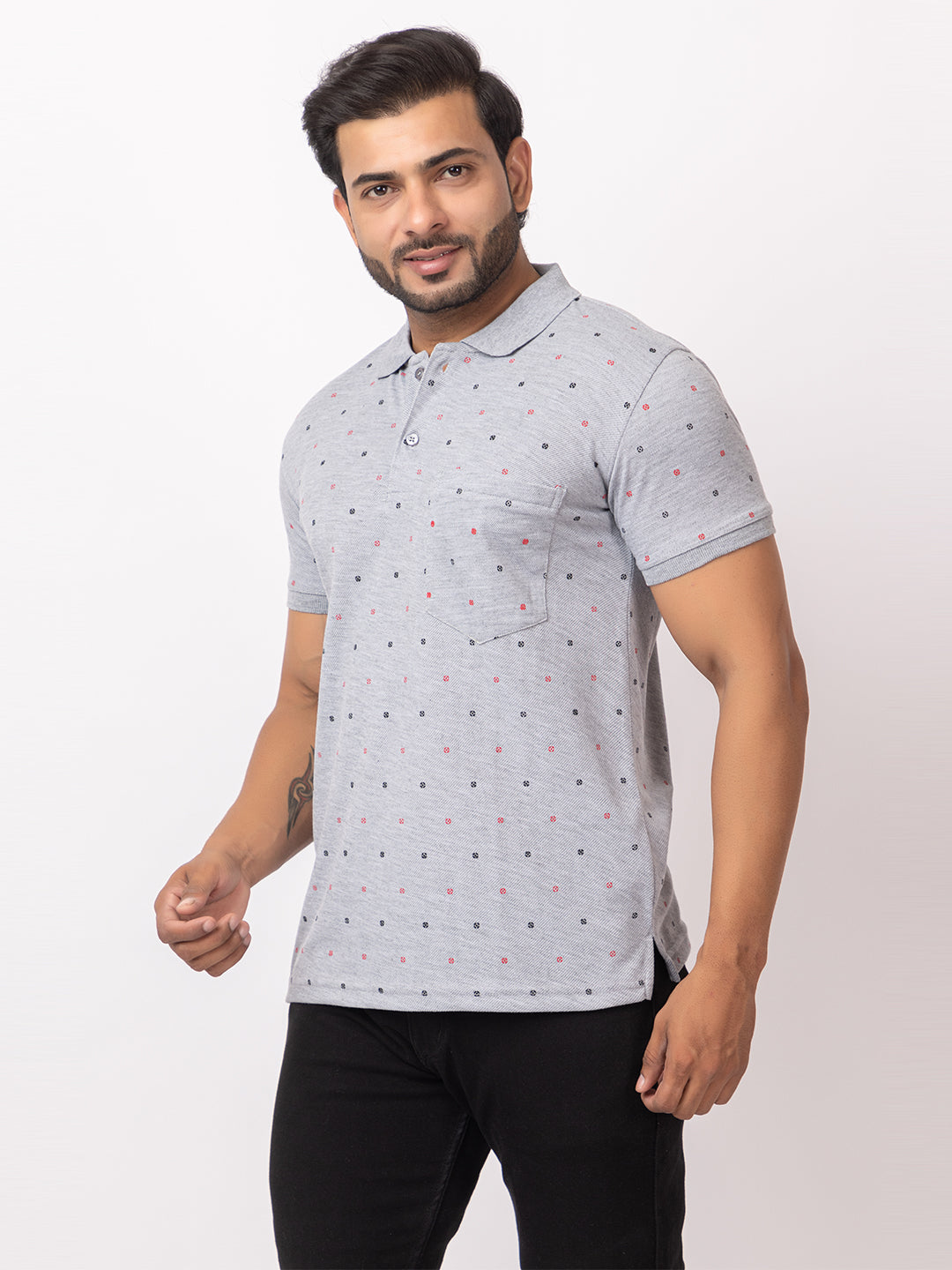 Mens Collar Dotted Tshirt 2543