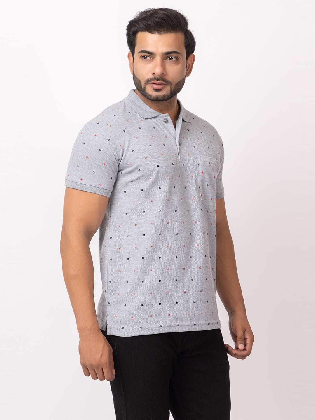 Mens Collar Dotted Tshirt 2543