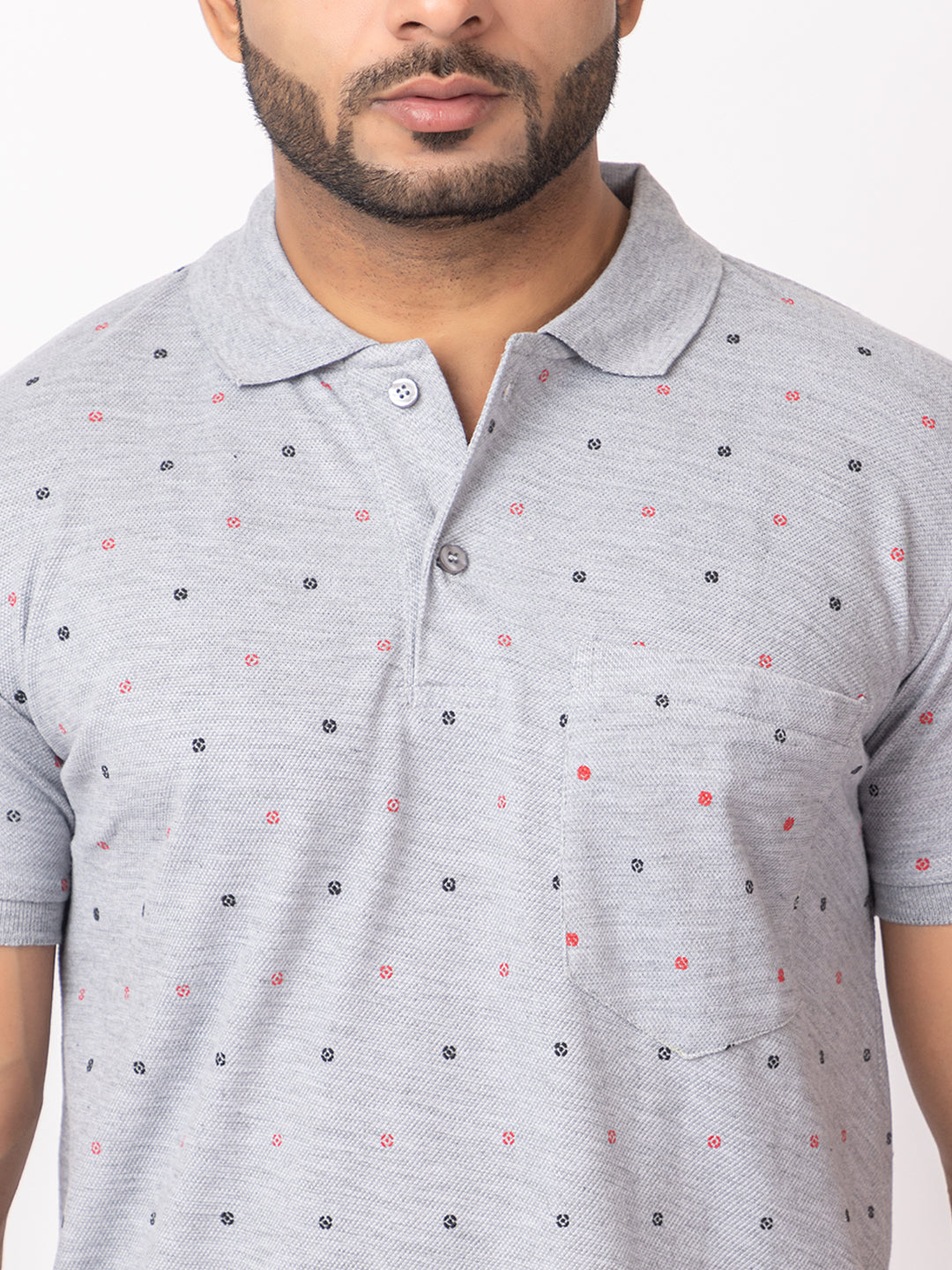 Mens Collar Dotted Tshirt 2543