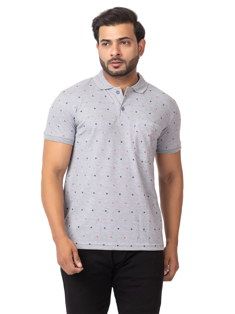 Mens Collar Dotted Tshirt 2543