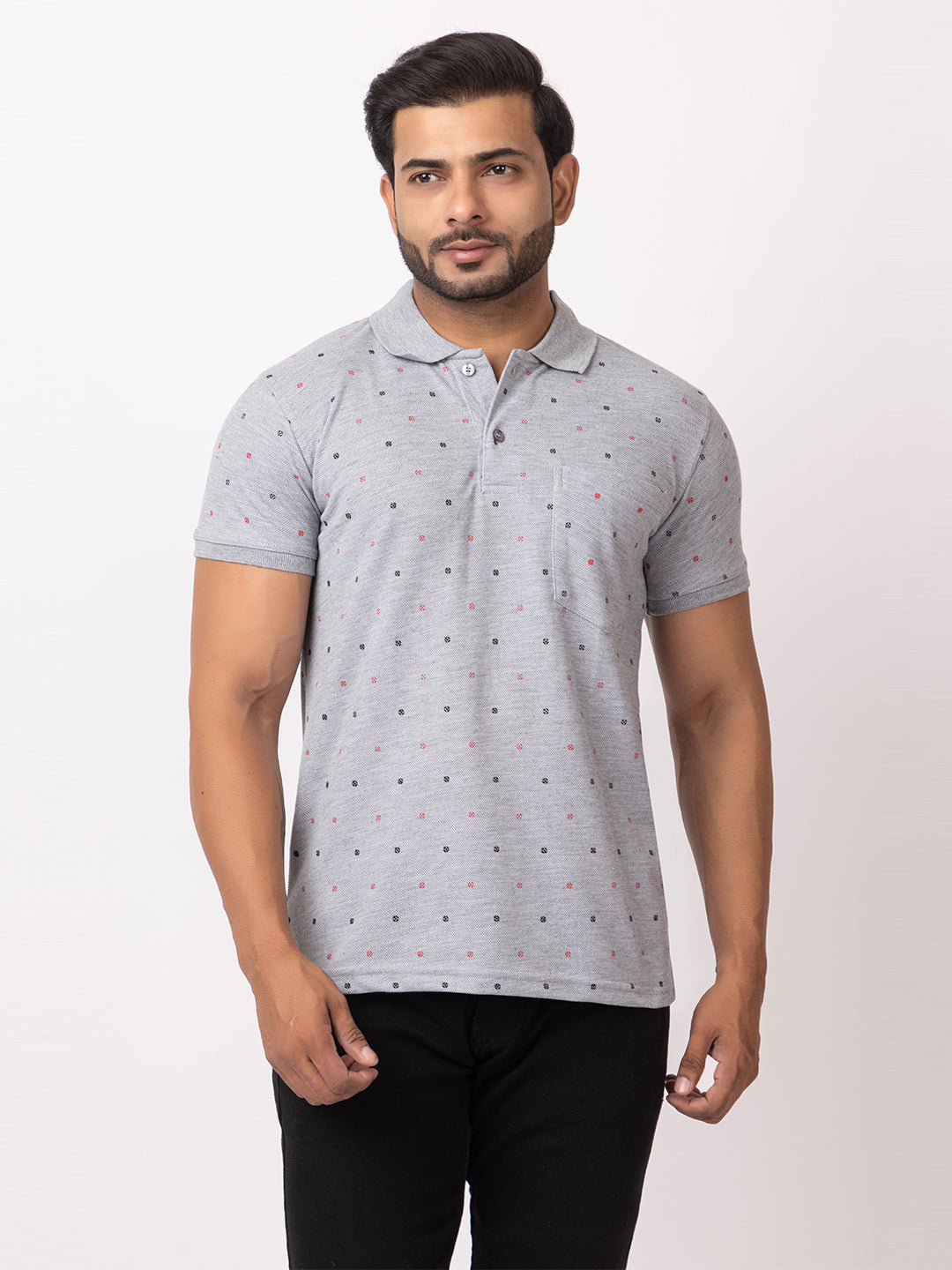Mens Collar Dotted Tshirt 2543