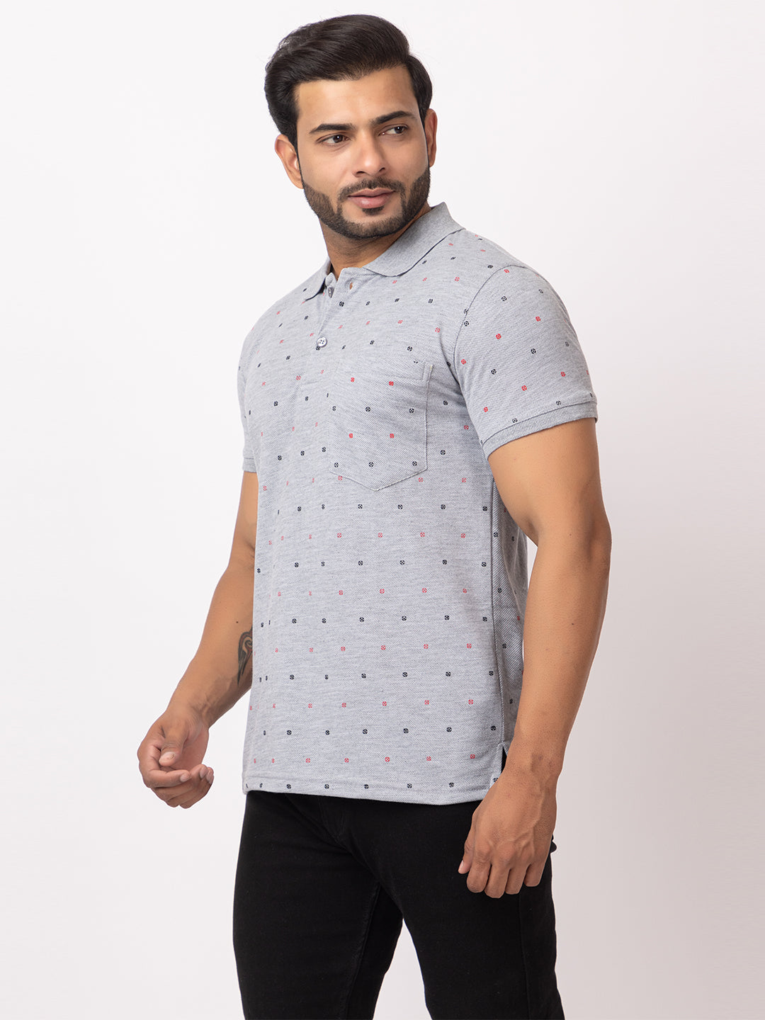 Mens Collar Dotted Tshirt 2543