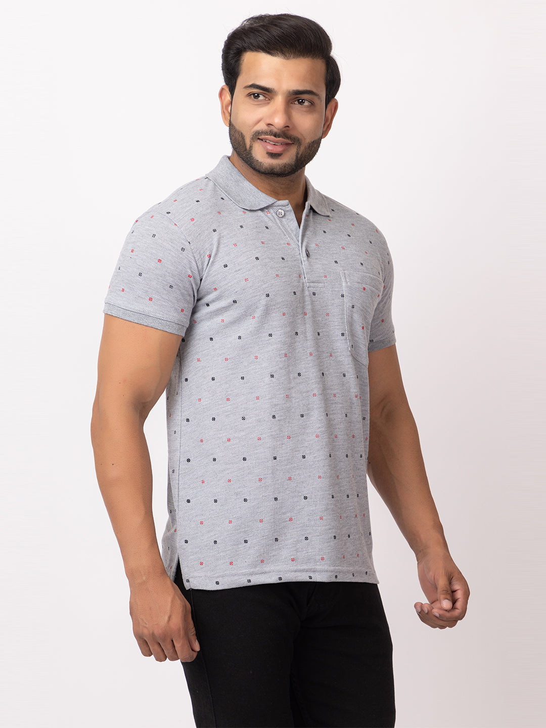 Mens Collar Dotted Tshirt 2543