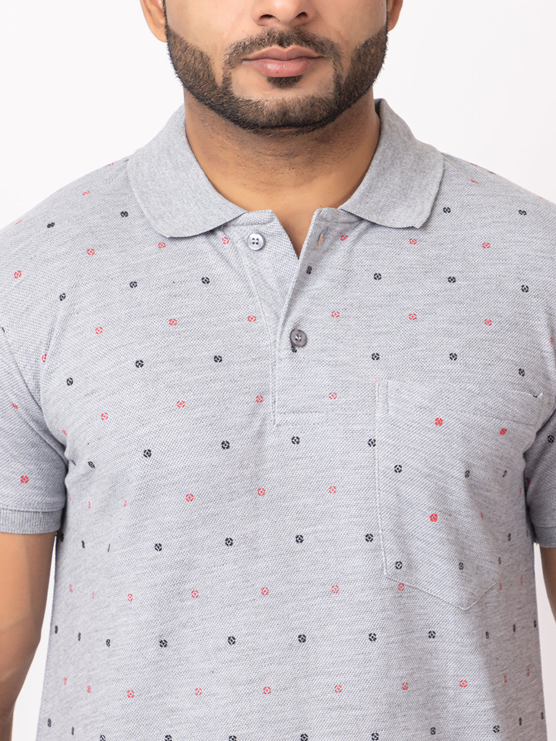 Mens Collar Dotted Tshirt 2543