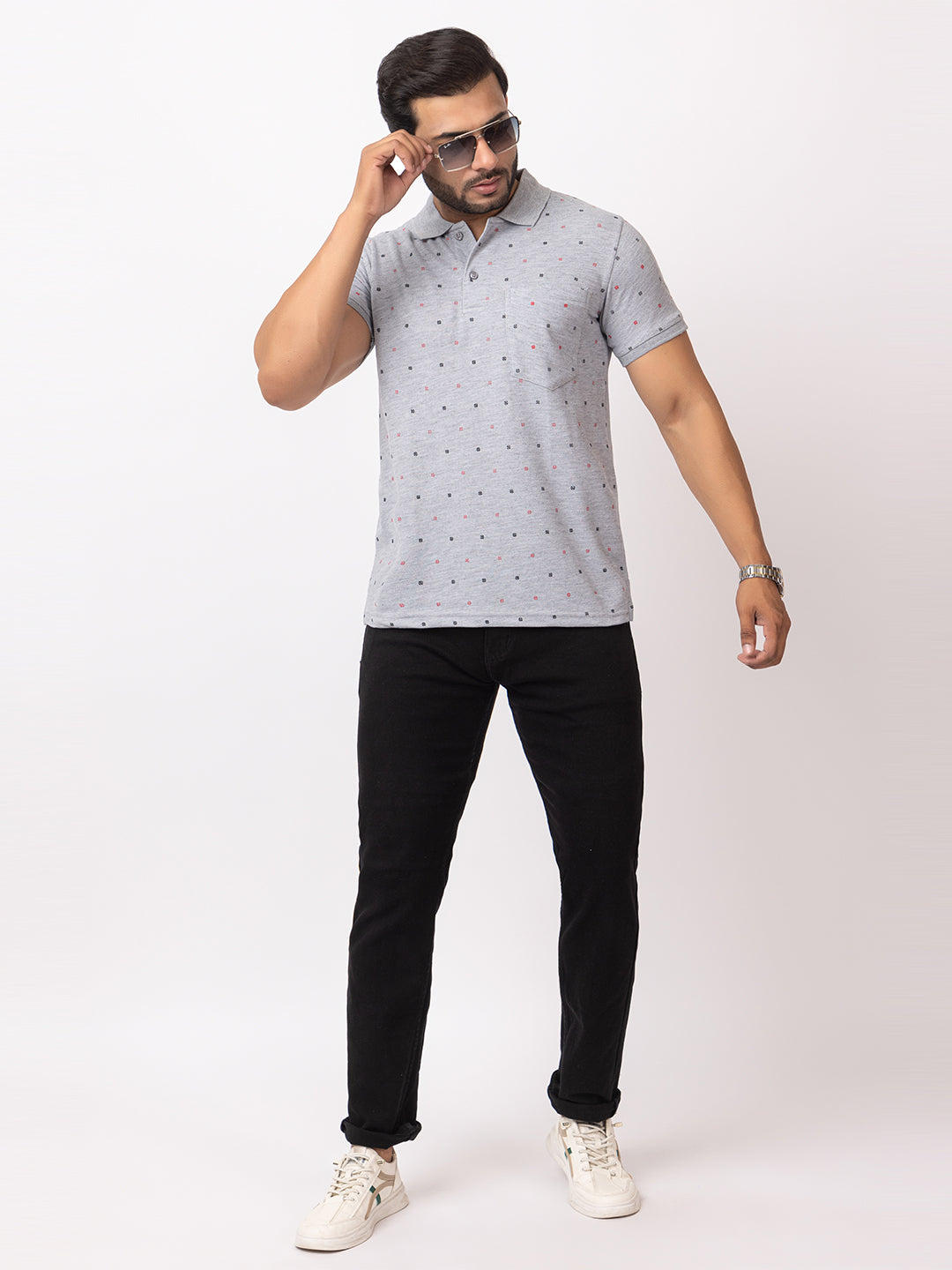 Mens Collar Dotted Tshirt 2543